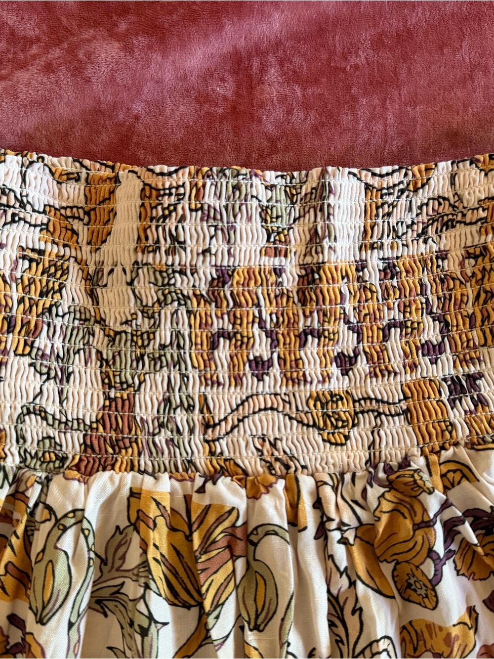 Maaji Cream Maxi Skirt with Mustard Floral Print - Large - NWT - Picture 5 of 7